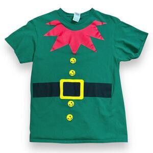 Christmas Elf T-Shirt Novelty Holiday Green Red Graphic Delta Pro Weight Sz M